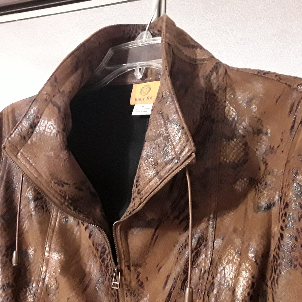 Ruby Rd Contemporary Jacket, Black /Brown Size 12 - image 8